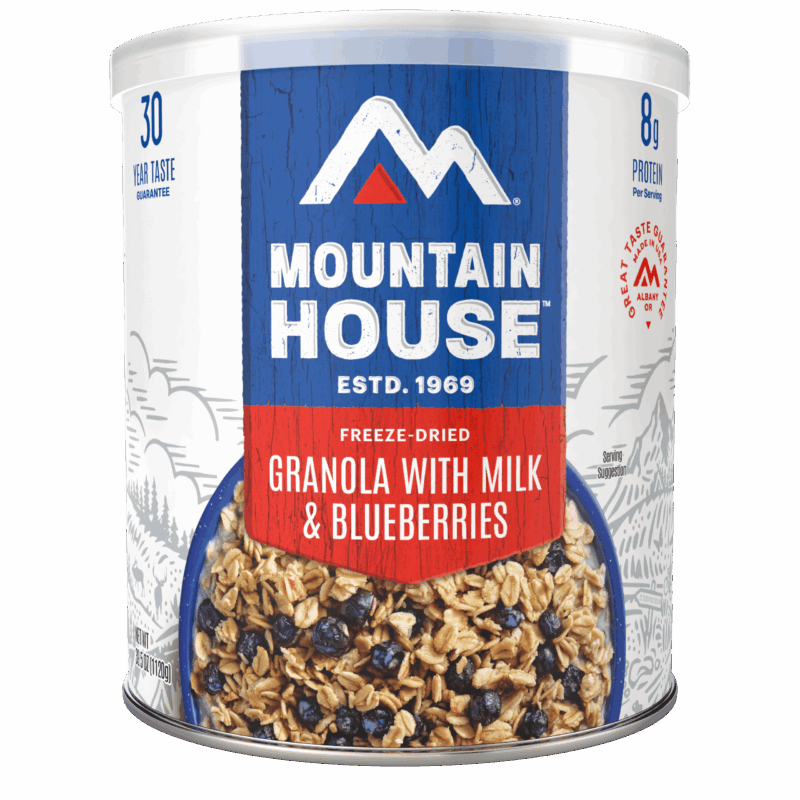 30450-Granola-MlkBlubrries-Frnt MOUNTAIN HOUSE #10 CAN