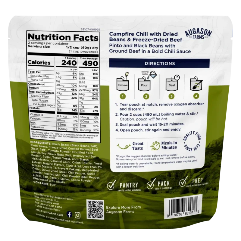 Augason Farms Outdoor Meal Campfire Chili Augason Farms Outdoor Meal Campfire Chili