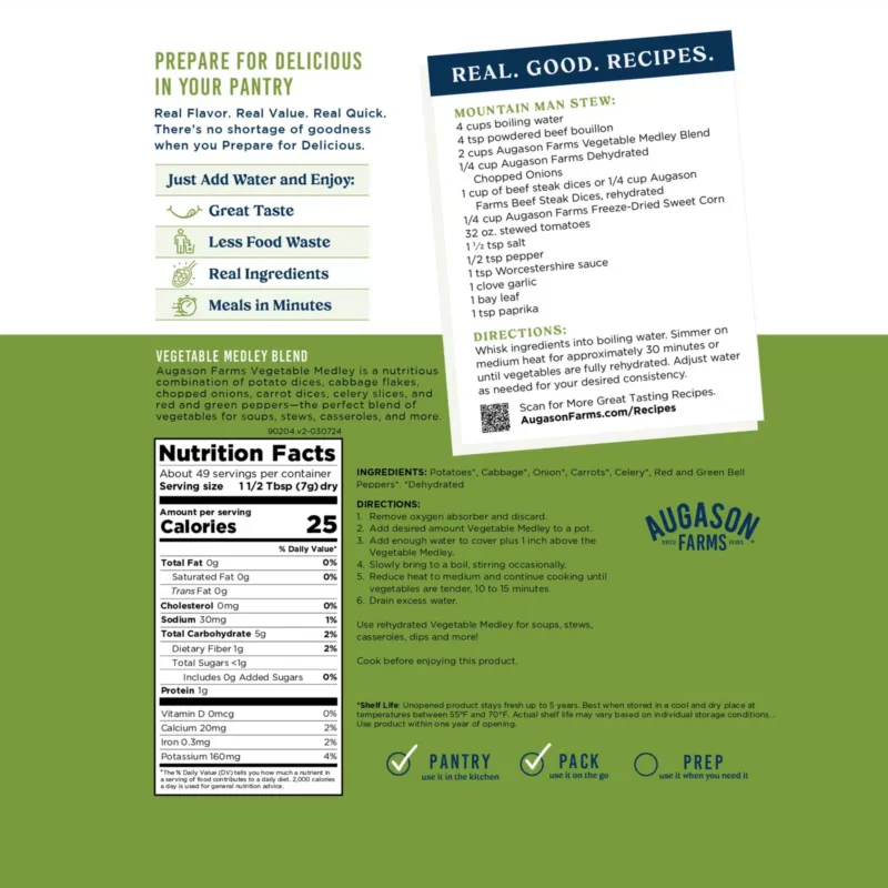 Augason Farms Vegetable Medley Blend Pouch Augason Farms Vegetable Medley Blend Pouch