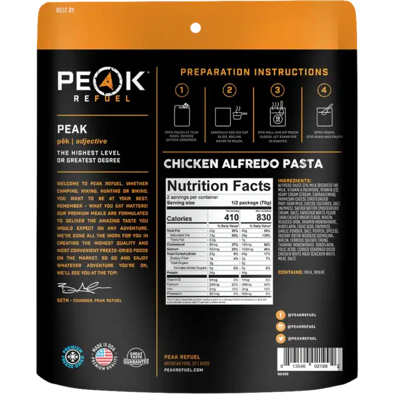 Peak Refuel Chicken Alfredo Peak Refuel Chicken Alfredo