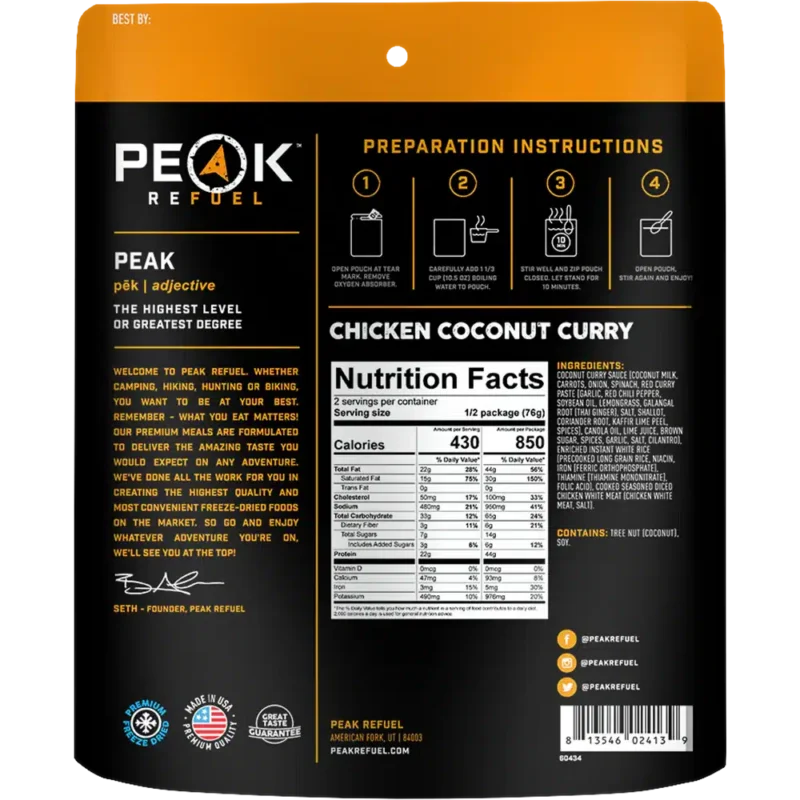 Peak Refuel Chicken Coconut Curry Peak Refuel Chicken Coconut Curry