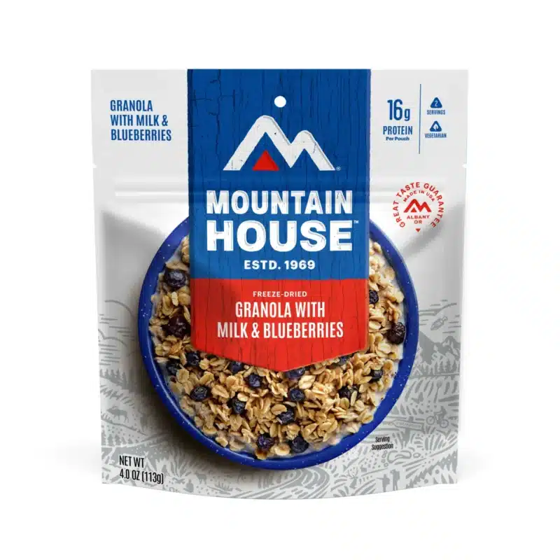 Mountain House granola with Milk and Blueberries Mountain House granola with Milk and Blueberries