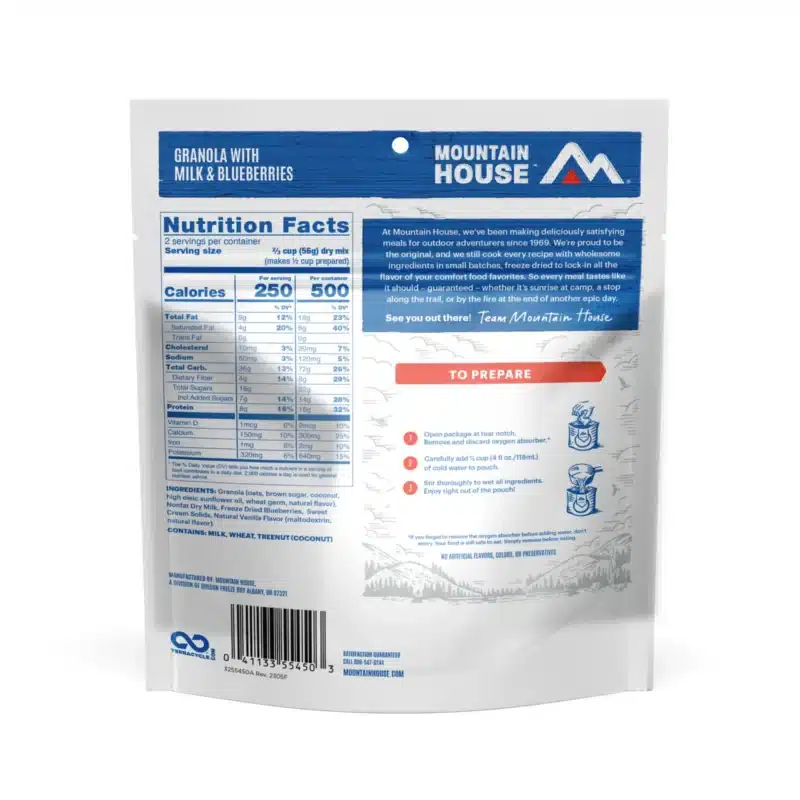 Mountain House granola with Milk and Blueberries2 Mountain House granola with Milk and Blueberries