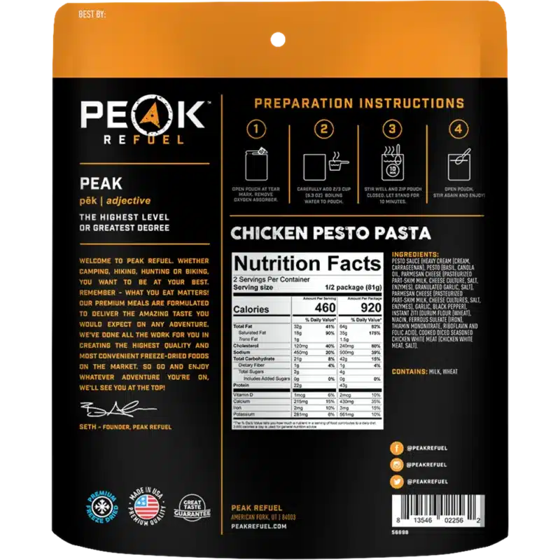 Peak Refuel Chicken Pesto Pasta Peak Refuel Chicken Pesto Pasta
