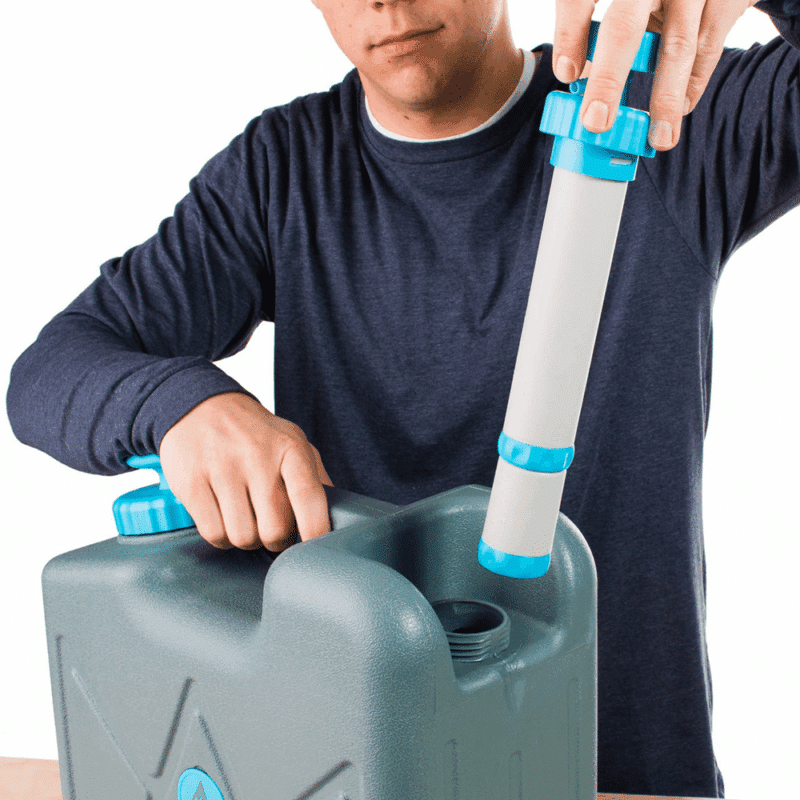 HydroBlue Jerry Can Water Filters Being Installed HydroBlue Jerry Can Water Filters Being Installed