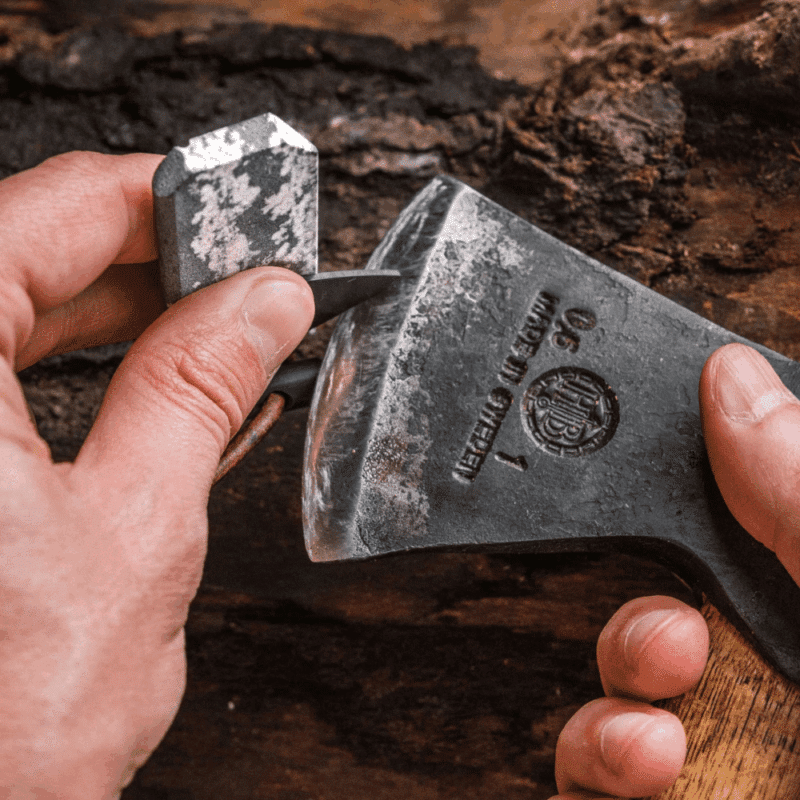 viking-spark-axe-sharpener Viking Spark sharpening an axe head